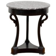 French Directoire Style 1880s Guéridon Table of Ebonized Wood with Swan Motifs