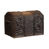 French Carved Wood Black Forest Turn of the Century Trunk with Floral Décor