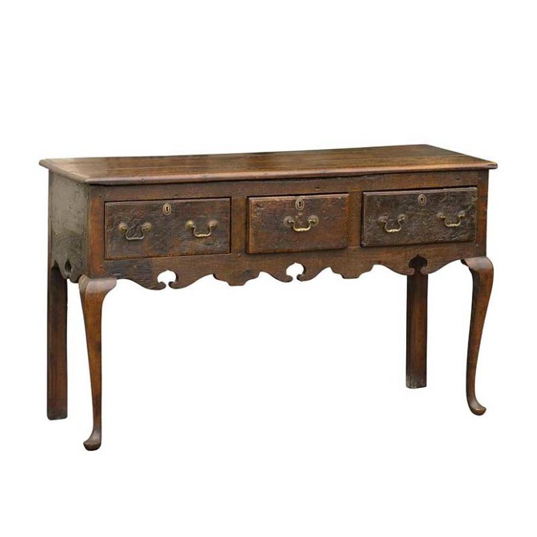 English Late 18th Century Oak Server With Three Drawers And Cabriole English Late 18th Century