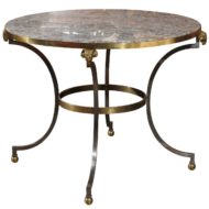 Round Steel and Brass Marble-Top Table