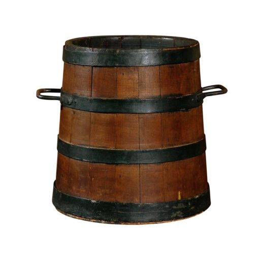 English Wood and Iron Decorative Bucket from the Late 19th Century