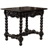 German Black Forest Oak Side Table with Ball Turned Legs, Late 19th Century