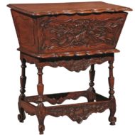 Louis XV Style Early 20th Century Dough Bin Petite Table with Floral Carving