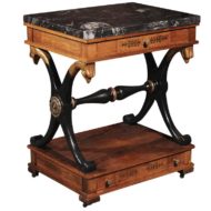English Regency Rosewood Side Table with Stone Top and Griffin Head Supports