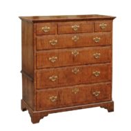 English Tall Walnut Chest from the Early 19th Century with Butterfly Veneer Top