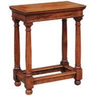 French Empire Style Mid-19th Century Fruitwood Side Table with Doric Column Legs