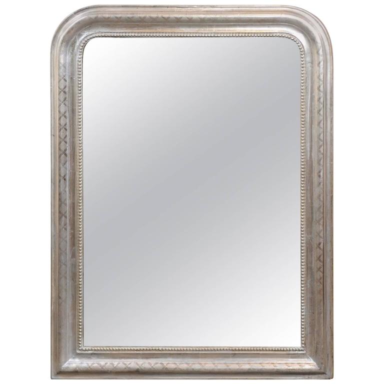 French Silver Leaf Louis Philippe, Antique French Silver Gilt Mirror