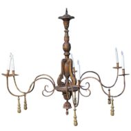 Italian 19th Century Six-Light Parcel-Gilt Wooden Chandelier with Swoop Arms