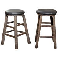 12 Round Rustic Vintage Bar Stools with Tree Logs Legs from the 20th Century