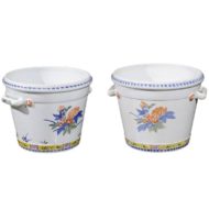 Pair of French Faience Cache Pots Made for Tiffany & Co in the Mid-20th Century