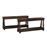 English, 1880s Oak Bench with Splayed Baluster-Turned Legs and Side Stretchers