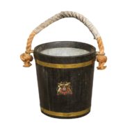 English Oak Champaign Bucket with Coat of Arms from the Late 19th Century