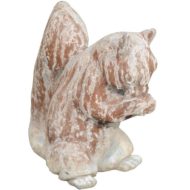 English 1930s Painted Lead Animal Sculpture Depicting a Squirrel Eating a Nut