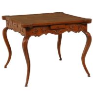 French Louis XV Style 1870s Carved Oak Game Table with Leather Top and Pull Outs
