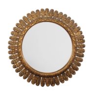 French Vintage Giltwood Sunburst Mirror with Waterleaves from the Midcentury