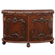 Italian Rococo Style 1800s Hand-Carved Oak Demi-Lune Cabinet with Cartouches