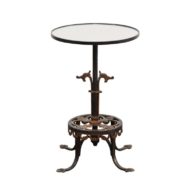 French 1920s Iron and Bronze Drink Table with Dragon Motifs and New Mirrored Top
