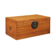 1920s Asian Camphor Wood Box with Traditional Lockset and Lateral Handles