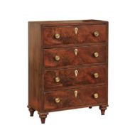 English Mahogany Mini Chest with Four Drawers and Toupie Feet, circa 1850