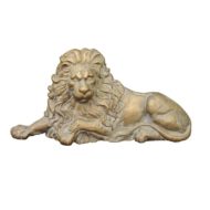 English Brass Lion Sculpture from the Late 19th Century in Reclining Position