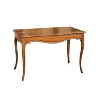 French Louis XV Style Walnut Console Table with Cabriole Legs, circa 1820