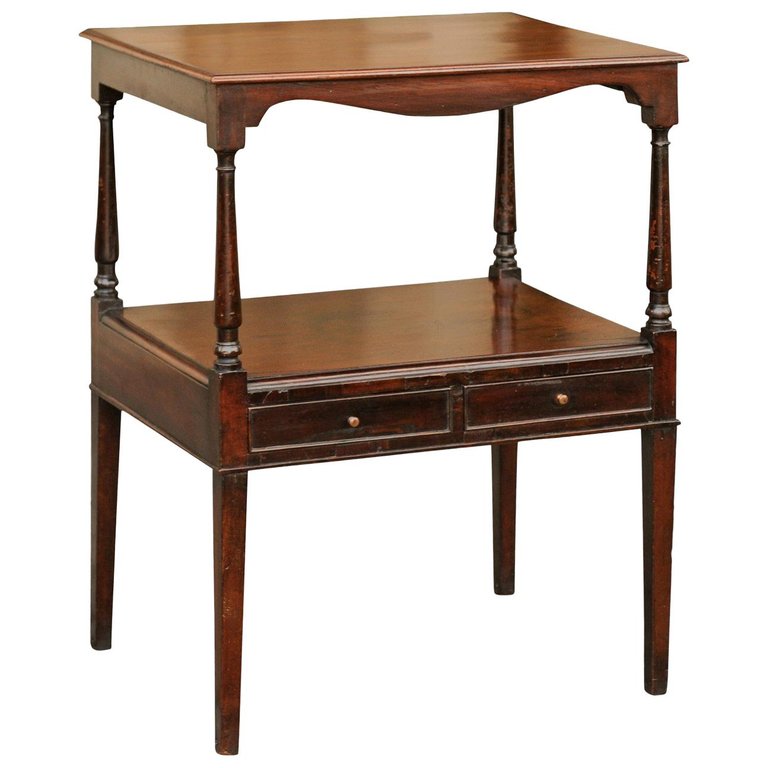 French Mahogany Side Table With Lower Shelf And Two Drawers Circa 1870
