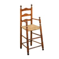 American Rustic Pine Child's High Chair with Rush Seat, Early 20th Century