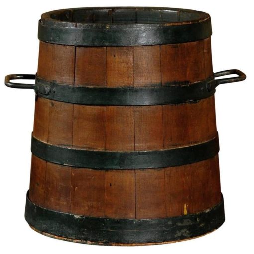 English Wood and Iron Decorative Bucket from the Late 19th Century