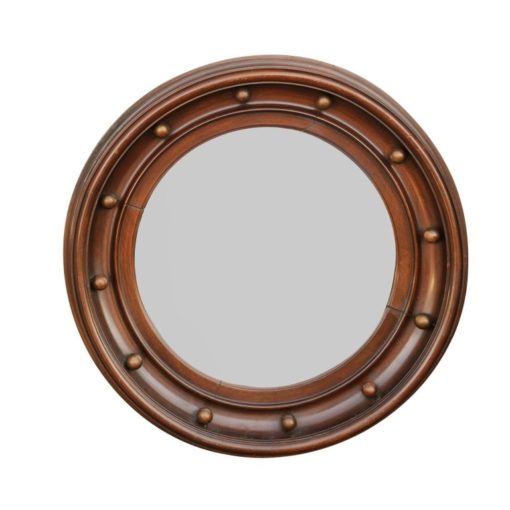 Vintage English Wooden Girandole Bull's-Eye Convex Mirror from the Midcentury