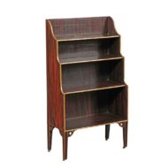 English 1850s Faux-Painted Waterfall Bookcase with Gilt Accents and Tapered Legs