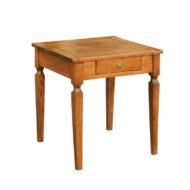Italian 1820s Neoclassical Walnut Side Table with Large Banding and Tapered Legs