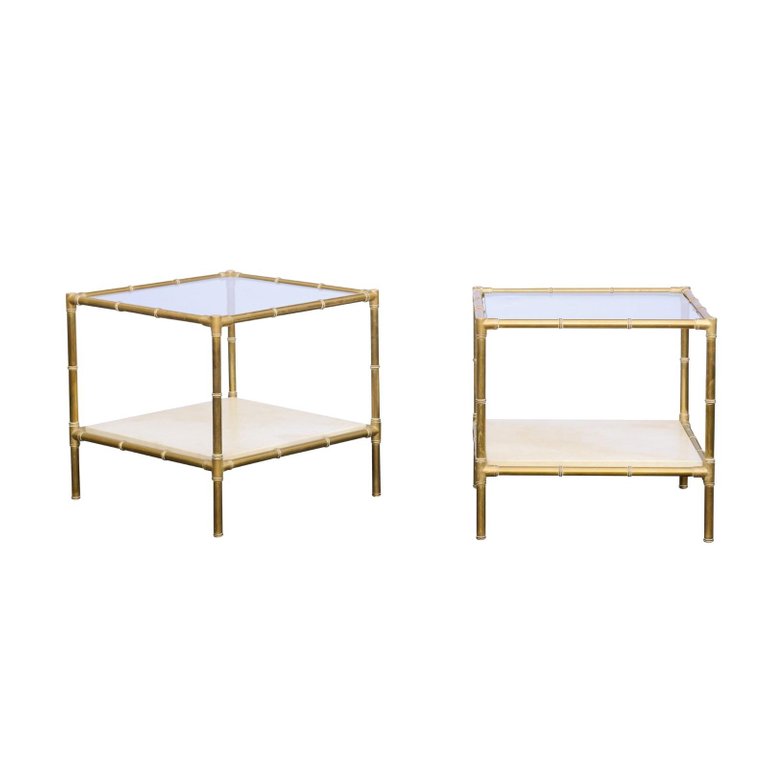 Brass Glass Side Table Hot 57, Glass And Brass Side Table