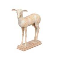 Italian 1940s Carved Wooden Cream Colored Pompeian Style Deer Mounted on Base
