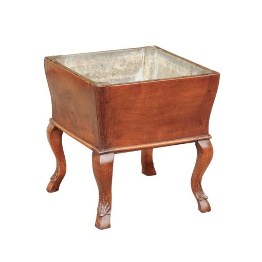 French Napoleon III Period Walnut Planter with Tin Interior and Cabriole Legs