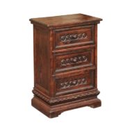 Petite Italian Walnut 1840s Commode with Three Drawers and Guilloche Motifs