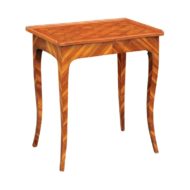 Italian 1820s Walnut Side Table with Marquetry Top, Inlaid Legs and Side Drawer