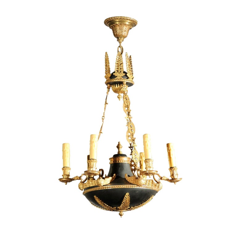 French 1870s Empire Style Bronze And, French Empire Chandelier Bronze