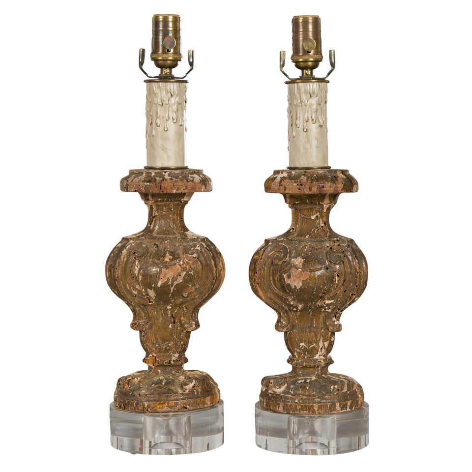 mild butik Afslut Italian 1820s Baroque Style Carved Fragments Made into Table Lamps on  Lucite - English Accent Antiques