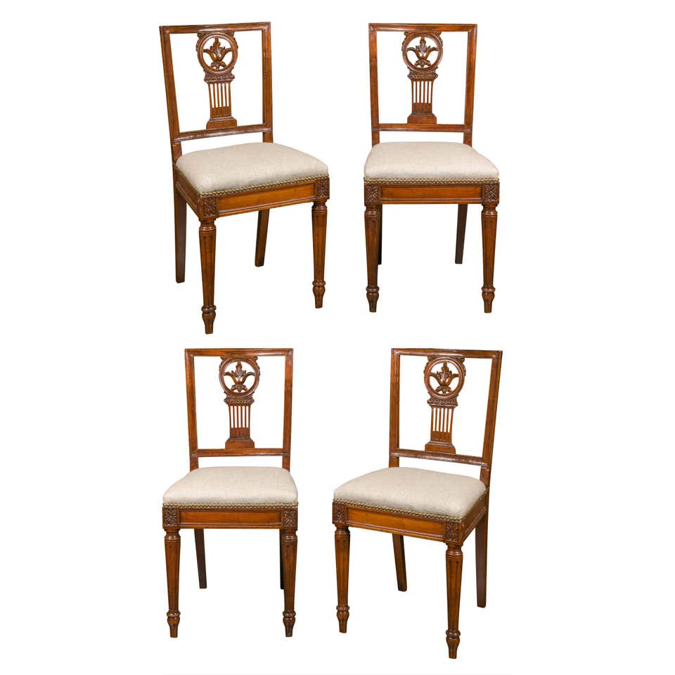 Set Of Four Italian 1820s Neoclassical, Four Dining Room Chairs