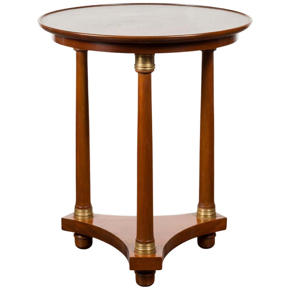 French 19th Century Empire Round Top Side Table with Bronze Mounts and