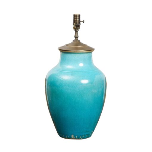 Midcentury Turquoise Table Lamp Mounted on Lucite Base, US Wired