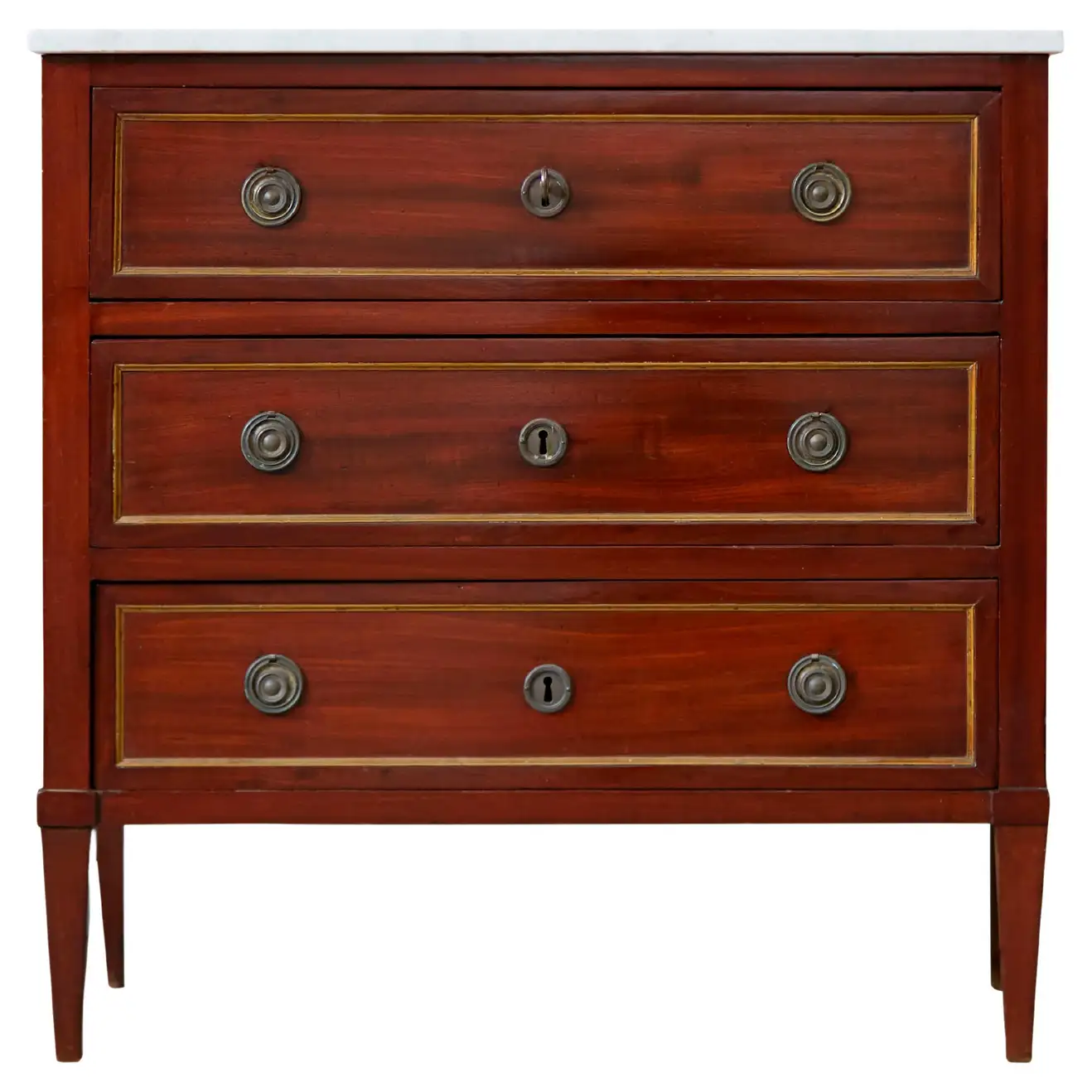 Late Louis XVI Three Drawer Mahogany Commode Late Louis XVI Three Drawer Mahogany Commode