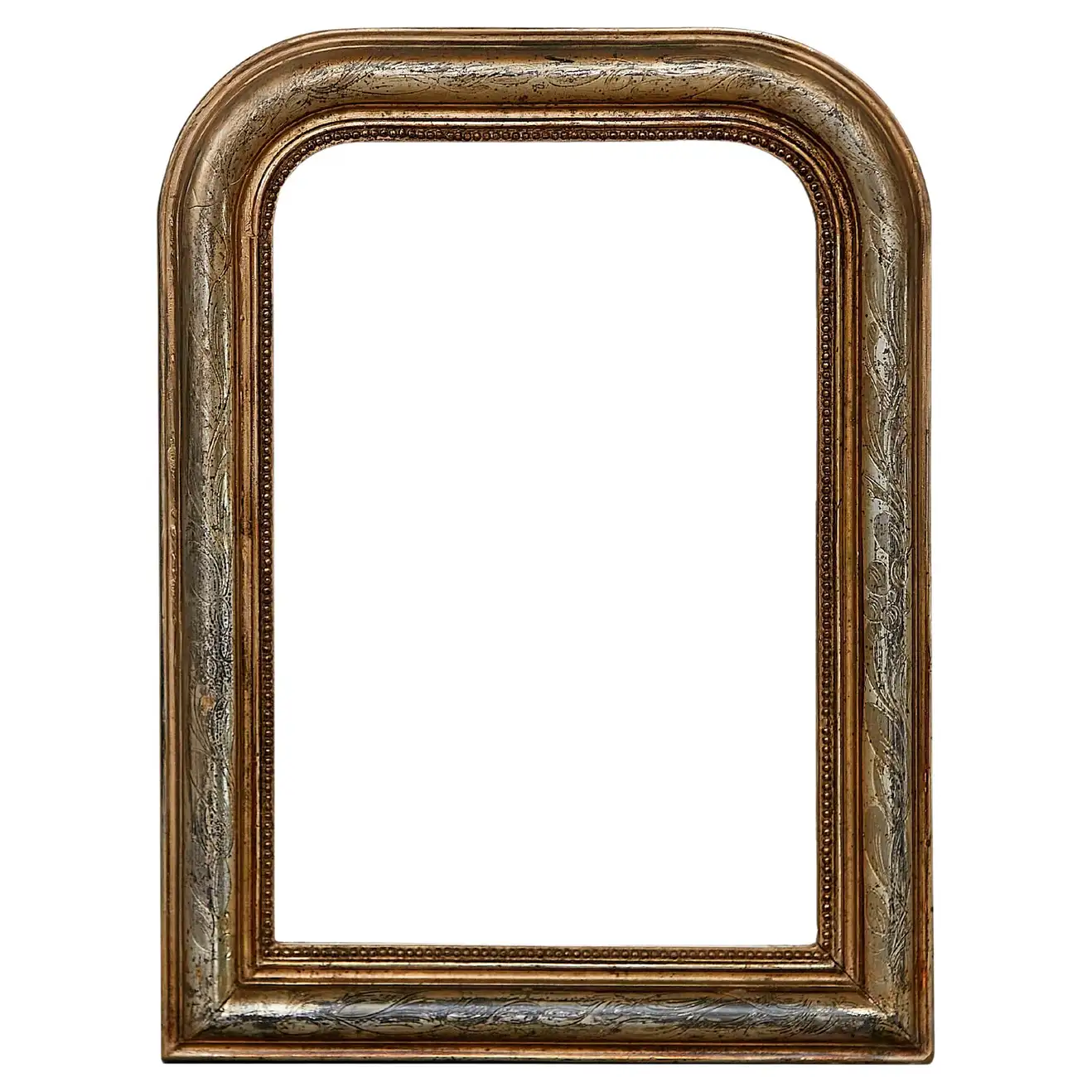 French Louis-Philippe Style 1900s Gilt Wall Mirror with Etched Foliage  Motifs - English Accent Antiques