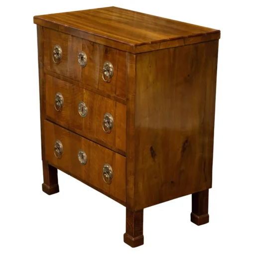 Austrian Biedermeier Period 1840s Walnut Veneered Commode with Three Drawers