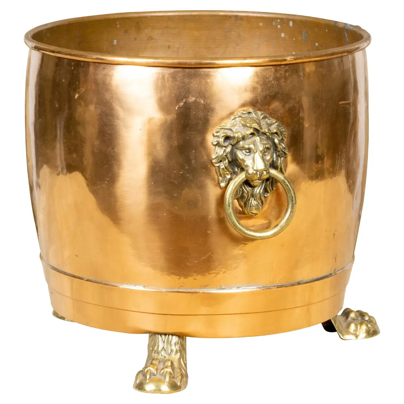 English Turn of the Century 1900s Copper and Brass Planter with