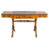 English 19th Century Satinwood Table with Tilt Top Writing Area and Checkerboard