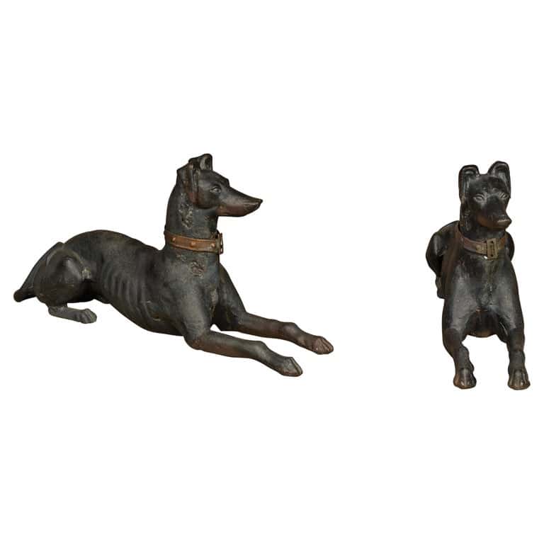 J.W Fiske Iron Greyhound Dog Sculptures, Late 19th Century New