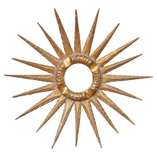 Midcentury French Giltwood Sunburst Mirror with Cloudy Frame, circa 1950