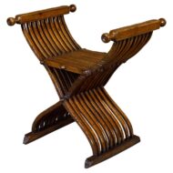 Italian Renaissance Style Walnut Savonarola Folding Chair circa 1900