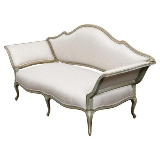 Italian Rococo Style 19th Century Painted Settee with Out Scrolling Arms